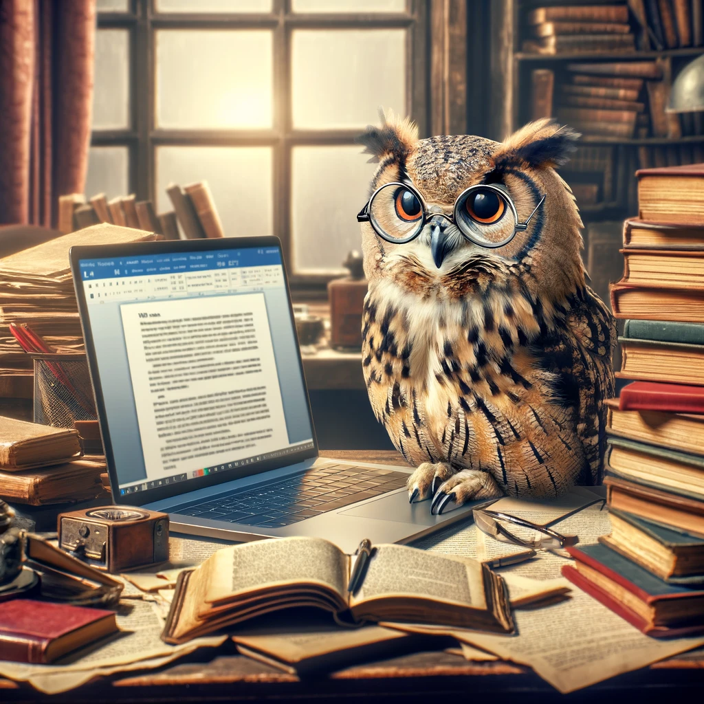 un hibou sur un bureau